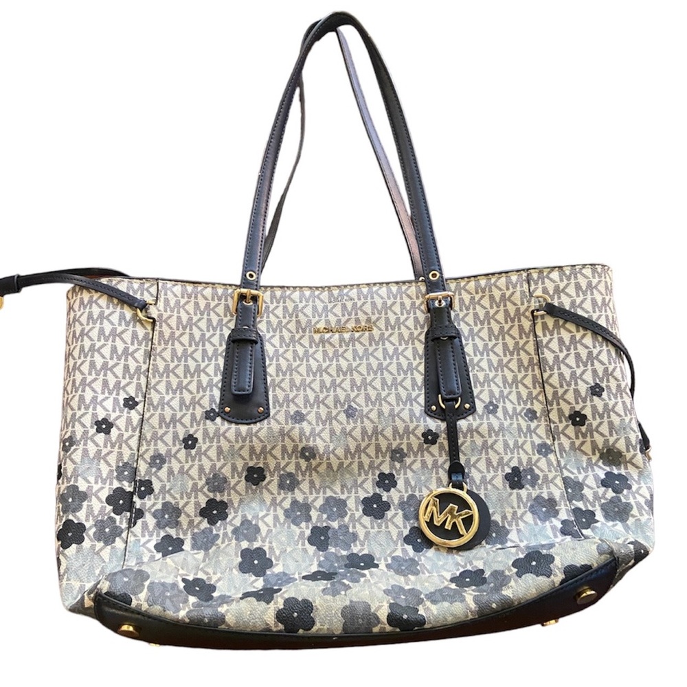 Navy floral Voyager Michael Kors large tote purse